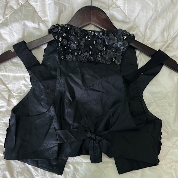 Philip Lim Black Leather Bead Vest - size small adjustable back - Picture 5 of 5